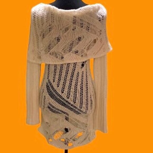 Guess Open Knit White Cover Up Dress - Picture 3 of 9